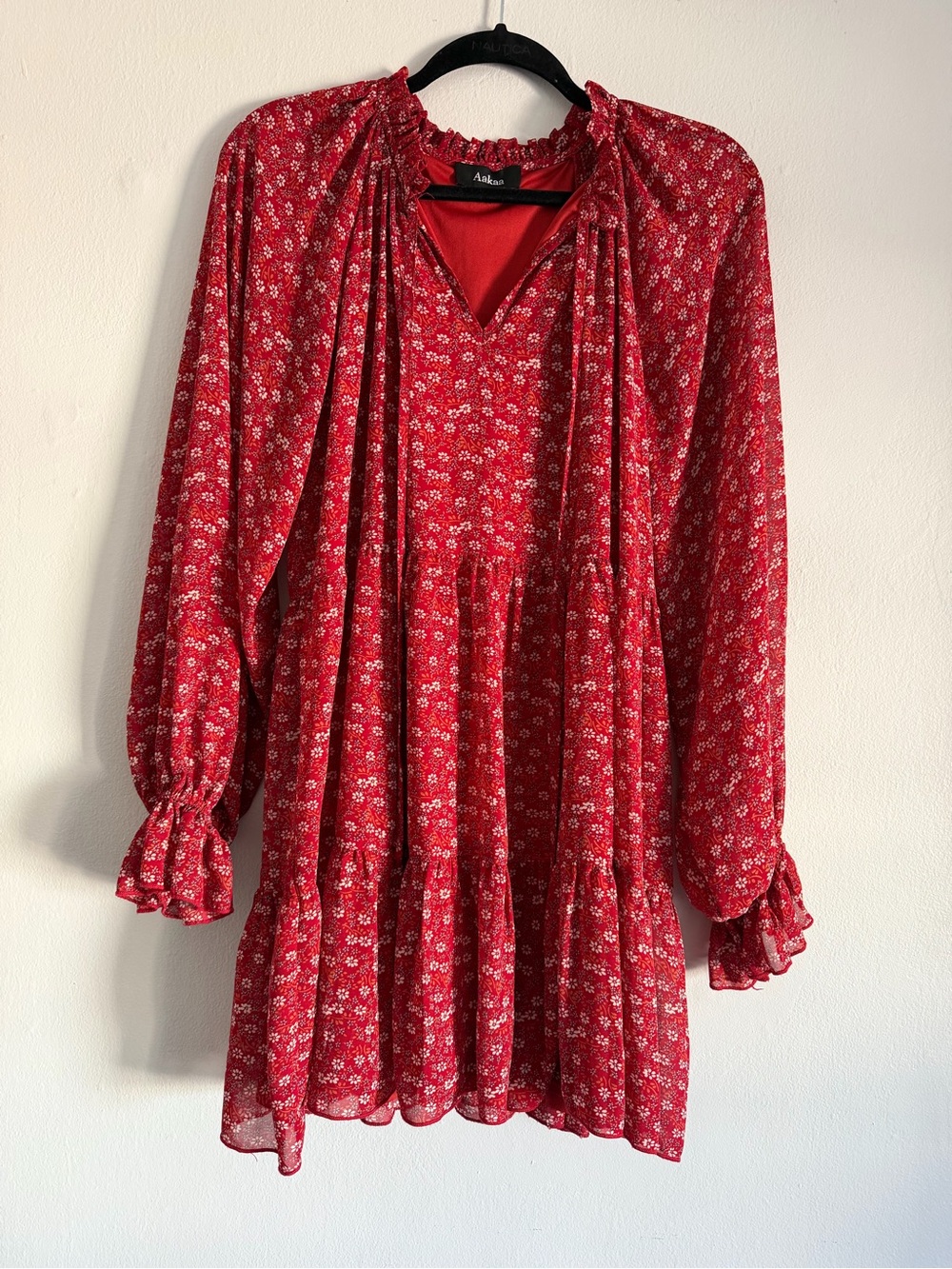 Aakaa Floral Mini Dress in Red & White Size Medium from VICI